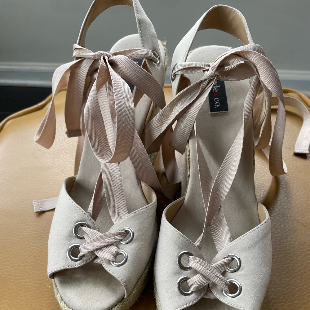 Style & Co.  Beige espadrille that lace around ankles